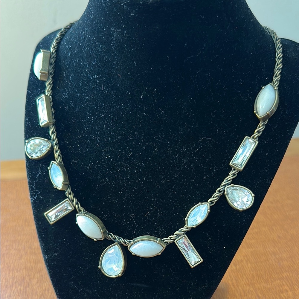 Silpada Antique Brass and Clear and White Crystals Necklace with Elegant‎ Design